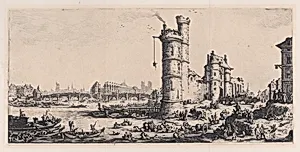 Vue de Pont-Neuf (View of the Pont-Neuf), from Les Deux Grandes Vues de Paris (The Two Large Views of Paris) by Jacques Callot