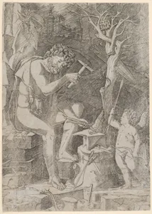 Vulcan seated forging Cupid's wing