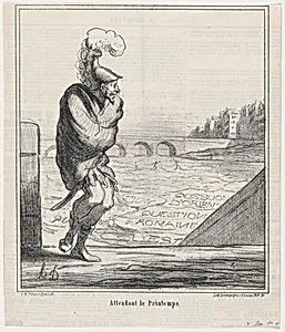 Waiting for spring, from 'News of the day,' published in Le Charivari, January 20, 1868 by Destouches|Arnaud de Vresse|Honoré Daumier