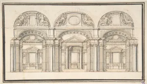 Wall Elevation with Three Chapels; Floor Plan with Columns (Verso)