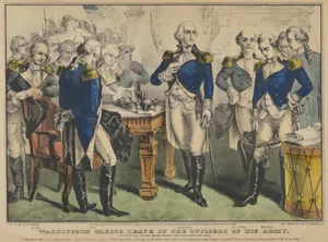 Washington Taking Leave of the Officers of His Army–at Francis's Tavern, Broad Street, New York, December 4th, 1783–"With a heart full of love and gratitude, I now take leave of you. I most devoutly wish that your latter days may be as prosperous and happy, as your former ones have been glorious and honorable."