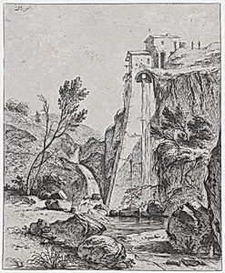 Waterfall after Breenberg by Jean Jacques de Boissieu|Bartholomeus Breenbergh