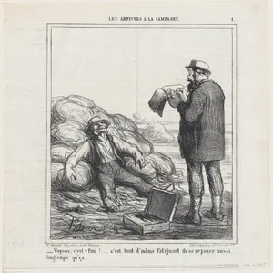 Well, are you finally finished?... after all, it's tiring to relax for such a long time, from 'The countryside artists,' published in Le Charivari, February 2, 1865