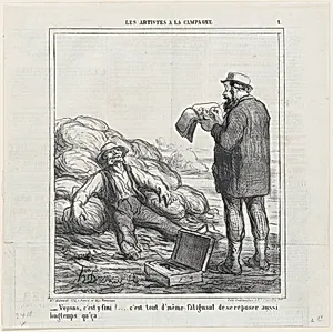 Well, are you finally finished?... after all, it's tiring to relax for such a long time, from 'The countryside artists,' published in Le Charivari, February 2, 1865 by Aaron Martinet|Destouches|Honoré Daumier