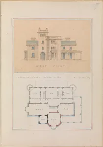 West Front and Principal Floor Plan of John Munn House, Utica, New York