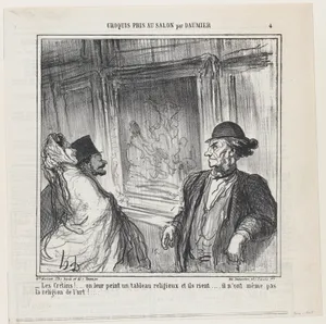 What idiots! You paint a religious picture for them and they laugh.... they don't even have a devotion to art!..., from 'Sketches from the Salon,' published in Le Charivari, June 1, 1865