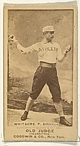 Whitacre, Pitcher, Philadelphia Athletics, from the Old Judge series (N172) for Old Judge Cigarettes by Goodwin & Company