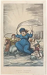 Widow Ducker & Her Nymphs by Rudolph Ackermann, London|James Green|Thomas Rowlandson