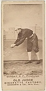 William Ashley "Billy" Sunday, Center Field, Pittsburgh, from the Old Judge series (N172) for Old Judge Cigarettes by Goodwin & Company