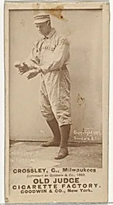 William C. Crossley, Catcher, Milwaukee, from the Old Judge series (N172) for Old Judge Cigarettes by Goodwin & Company