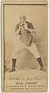 William "California" Brown, Catcher, New York, from the Old Judge series (N172) for Old Judge Cigarettes by Goodwin & Company
