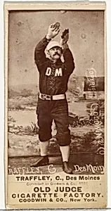 William Franklin "Bill" Traffley, Catcher, Des Moines Prohibitionists, from the Old Judge series (N172) for Old Judge Cigarettes by Goodwin & Company