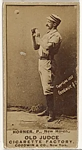 William "Jack" Frank Horner, Pitcher, New Haven, from the Old Judge series (N172) for Old Judge Cigarettes by Goodwin & Company