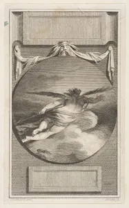 Winged Figure Flying Through Clouds, from Bell's "Poets"