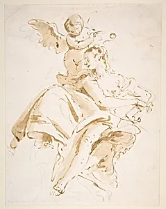 Winged Putto Crowning a Seated Woman Who Looks to the Left by Giovanni Battista Tiepolo