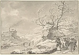 Winter Landscape with Peasants Gathering and Chopping Wood by Jacob Cats