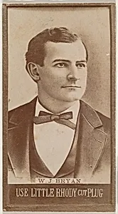 W.J. Bryan, from the series N694, promoting Little Rhody Cut Plug