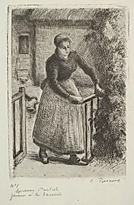 Woman at the Gate by Camille Pissarro