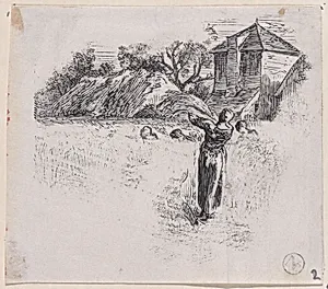 Woman Carrying Sheaf by Charles Jacque