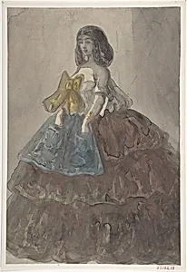Woman in a Tiered Gown with a Large Bow