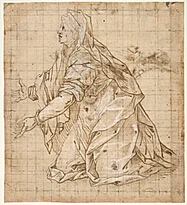 Woman Kneeling Facing Left (recto); Seated Woman Facing Right (verso) by Giovanni Battista Trotti ("Il Malosso")