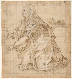 Woman Kneeling Facing Left (recto); Seated Woman Facing Right (verso)