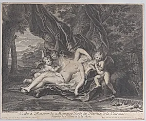 Woman looking at a portrait of her lover