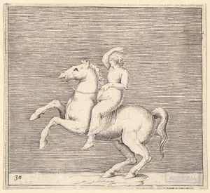 Woman on Rearing Horse, from "Ex Antiquis Cameorum et Gemmae Delineata/ Liber Secundus/et ab Enea Vico Parmen Incis"