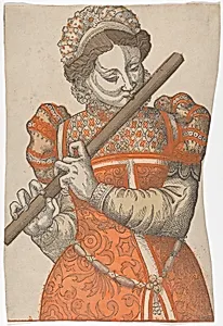 Woman Playing the Flute by Anonymous, French, 16th century