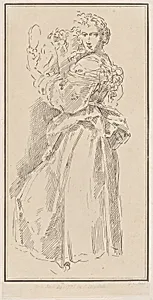 Woman standing holding a mirror