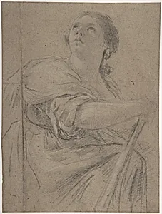 Woman with a Staff Looking Upward