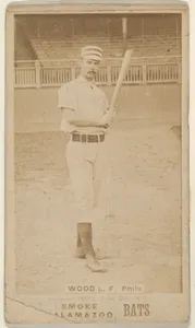 Wood, Left Field, Philadelphia, from the Kalamazoo Bats series (N690) issued by Chas. Gross & Co. to promote Kalamazoo Bats