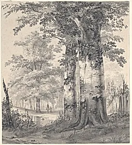 Wooded Landscape with Figures by a Pond