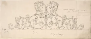 Wrought Metal Foliate Ornament with Grotesque Masks