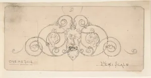 Wrought Metal Foliate Ornament with Grotesque Masks