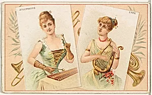 Xylophone and Lyre, from the Musical Instruments series (N121) issued by Duke Sons & Co. to promote Honest Long Cut Tobacco by W. Duke, Sons & Co.|Schumacher & Ettlinger