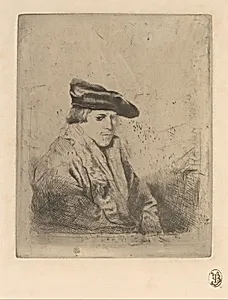 Young Man, Seated, in a Velvet Beret, after Rembrandt by Edgar Degas|Rembrandt (Rembrandt van Rijn)