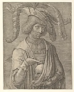 Young Man with a Skull by Lucas van Leyden