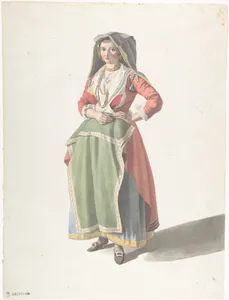 Young Woman Standing in Traditional Neapolitan Dress