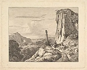 Young Woman with Six Goats