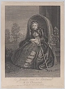 Youth under the clothing of decrepitude (La jeunesse sous les habillements de la décrépitude) by Louis Surugue|Charles Antoine Coypel|Renée Elizabeth Marlie Lépicié
