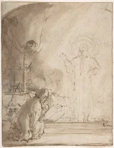 Zacharias and the Angel by Rembrandt (Rembrandt van Rijn)