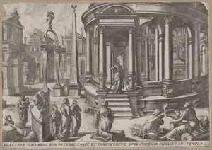 Zacharias Stepping out of the Temple, from "Events in and around the Temple"