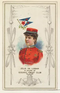 Zelie de Lussan in Colors of Oceanic Yacht Club, from the Yacht Colors of the World series (N140) issued by Duke Sons & Co. to promote Honest Long Cut Tobacco