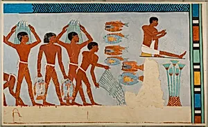 Facsimile: Scene of Fish Preparation and Net Making by Norman de Garis Davies