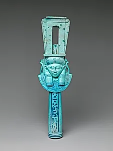 Faience Sistrum Inscribed with the Name of Ptolemy I