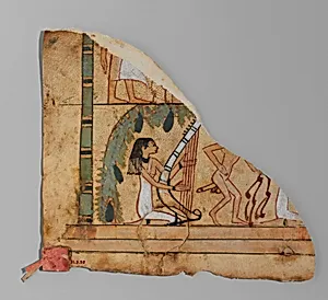 Fragment of a Leather Hanging(?) with an Erotic Scene