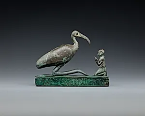 Group statue of Thoth-ibis and devotee on a base inscribed for Padihorsiese