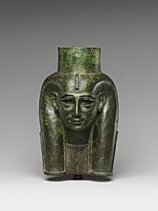 Head of a goddess, probably Mut, for attachment to a processional barque (?)