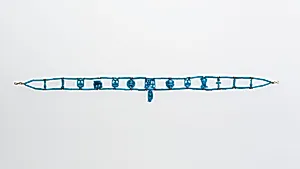 Necklace restrung with amulets and a faience cartouche bead of Tutankhamun